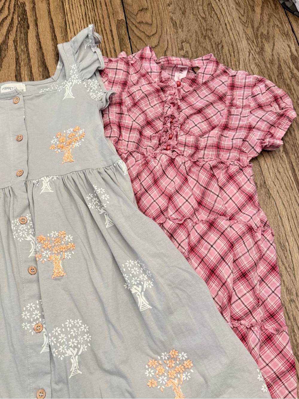 Poppet & Fox Embroidered Dress & LEI Plaid Taylor Swift Dress Sz 7 Lot of 2 EE